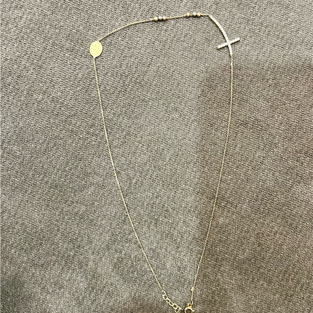 18 kt Italian gold necklace with zirconia on the cross brand new - Picture 3 of 3